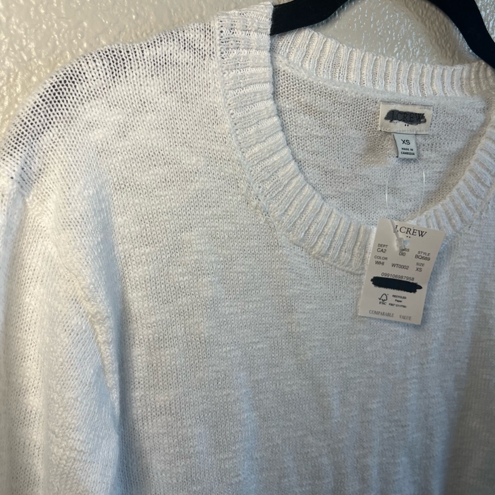 NWT J. Crew Crewneck Beach Sweater White Women’s XS - Picture 7 of 9